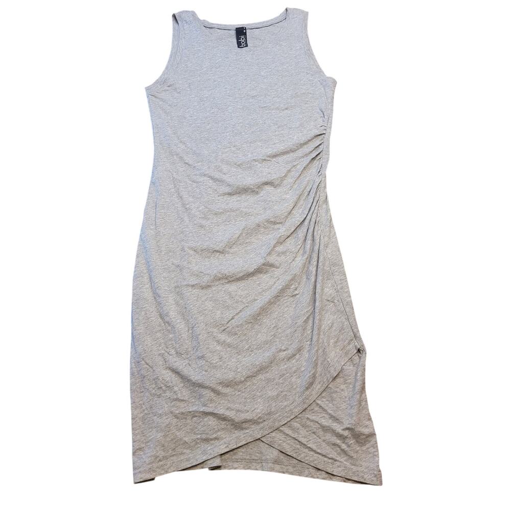 BOBI Los Angeles Ruched Tank Dress XS Minimal Chic Surplice Gray